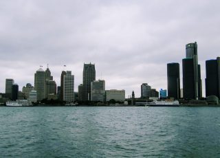 Downtown Detroit Skyline: Renaissance Center and Financial District