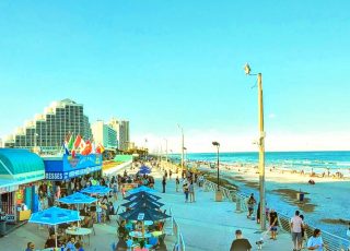 Panoramic View Of Historic Daytona Beach Boardwalk From Main Street Pier