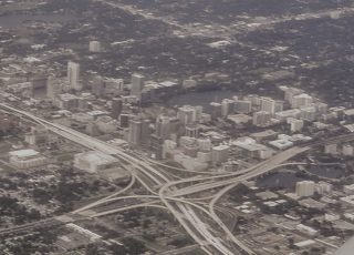 Aerial View Of Downtown Orlando Business District, Lake Eola, I-4 and SR 408