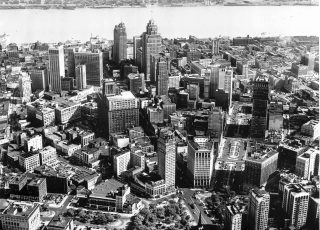 Aerial View Of Downtown Detroit, 1940s, Viewed From Ford Motor Co. Blimp