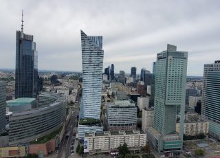 Warsaw’s 21st Century Skyline Viewed From Stalin’s Palace Of Culture Tower